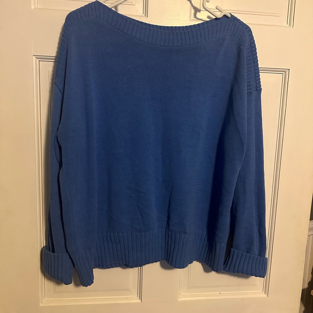LOFT Women's Blue Crew Neck Sweater